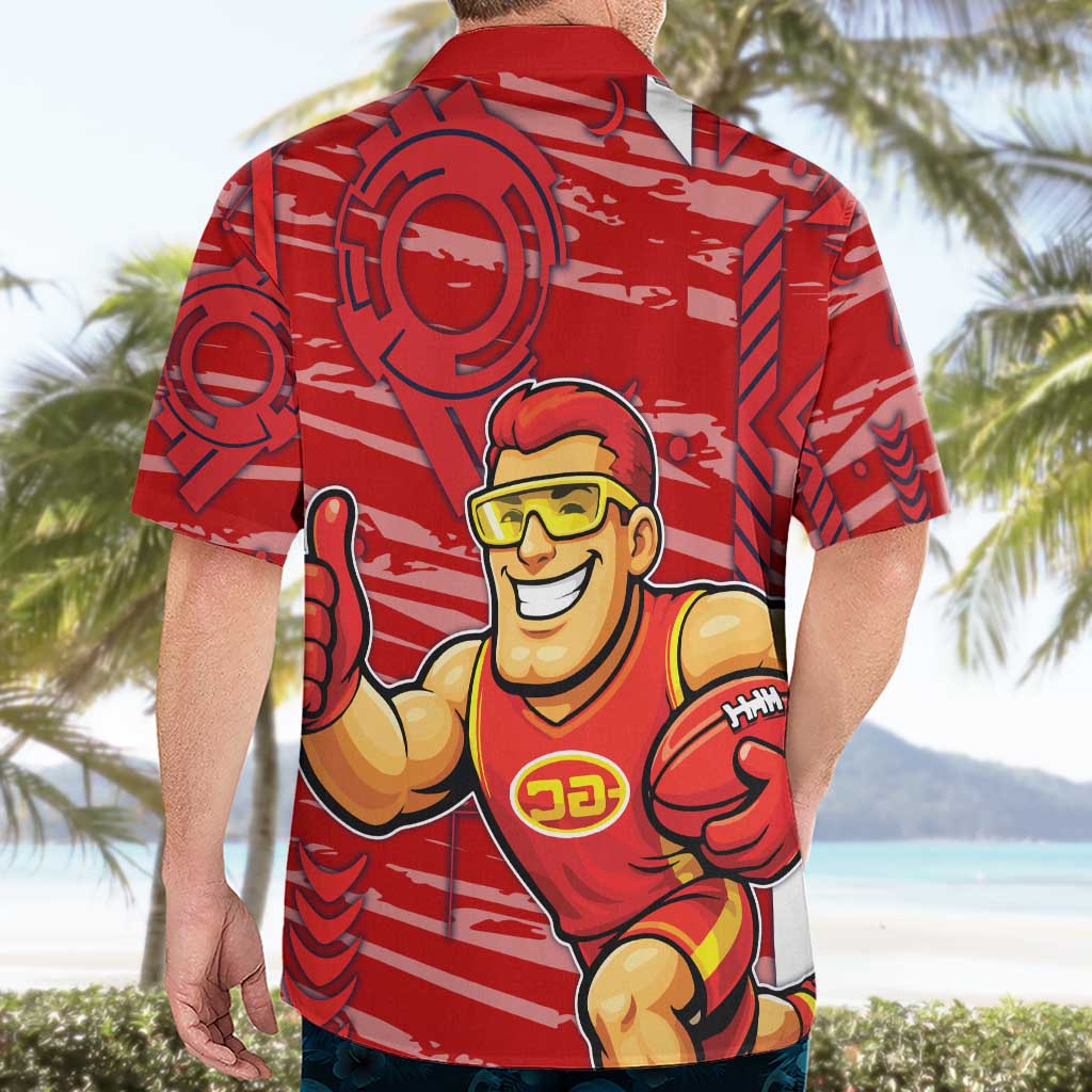Gold Coast Suns Hawaiian Shirt Mascot Cartoon Football Illustration Style