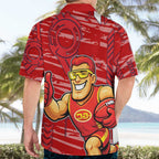 Gold Coast Suns Hawaiian Shirt Mascot Cartoon Football Illustration Style
