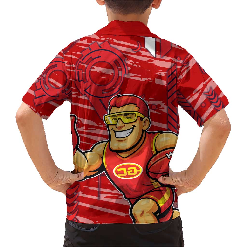 Gold Coast Suns Hawaiian Shirt Mascot Cartoon Football Illustration Style