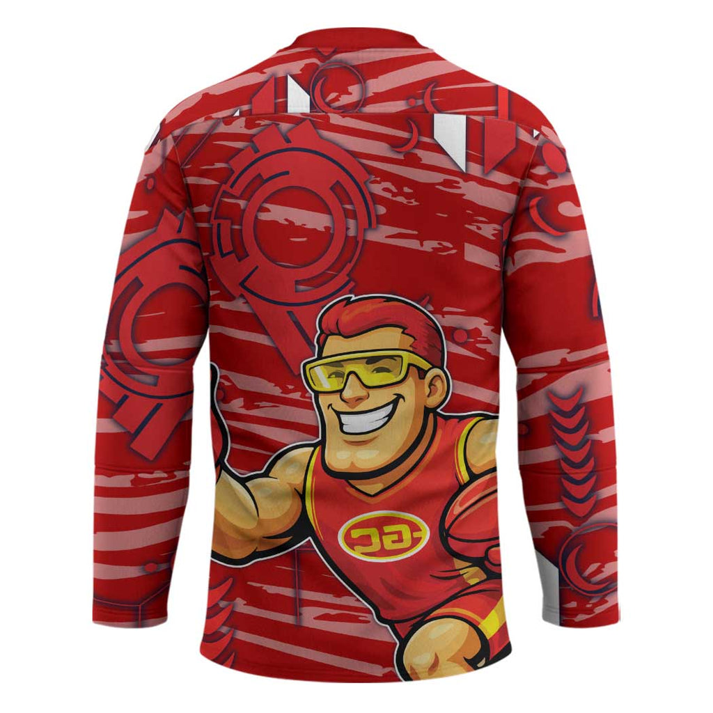 Gold Coast Suns Hockey Jersey Mascot Cartoon Football Illustration Style