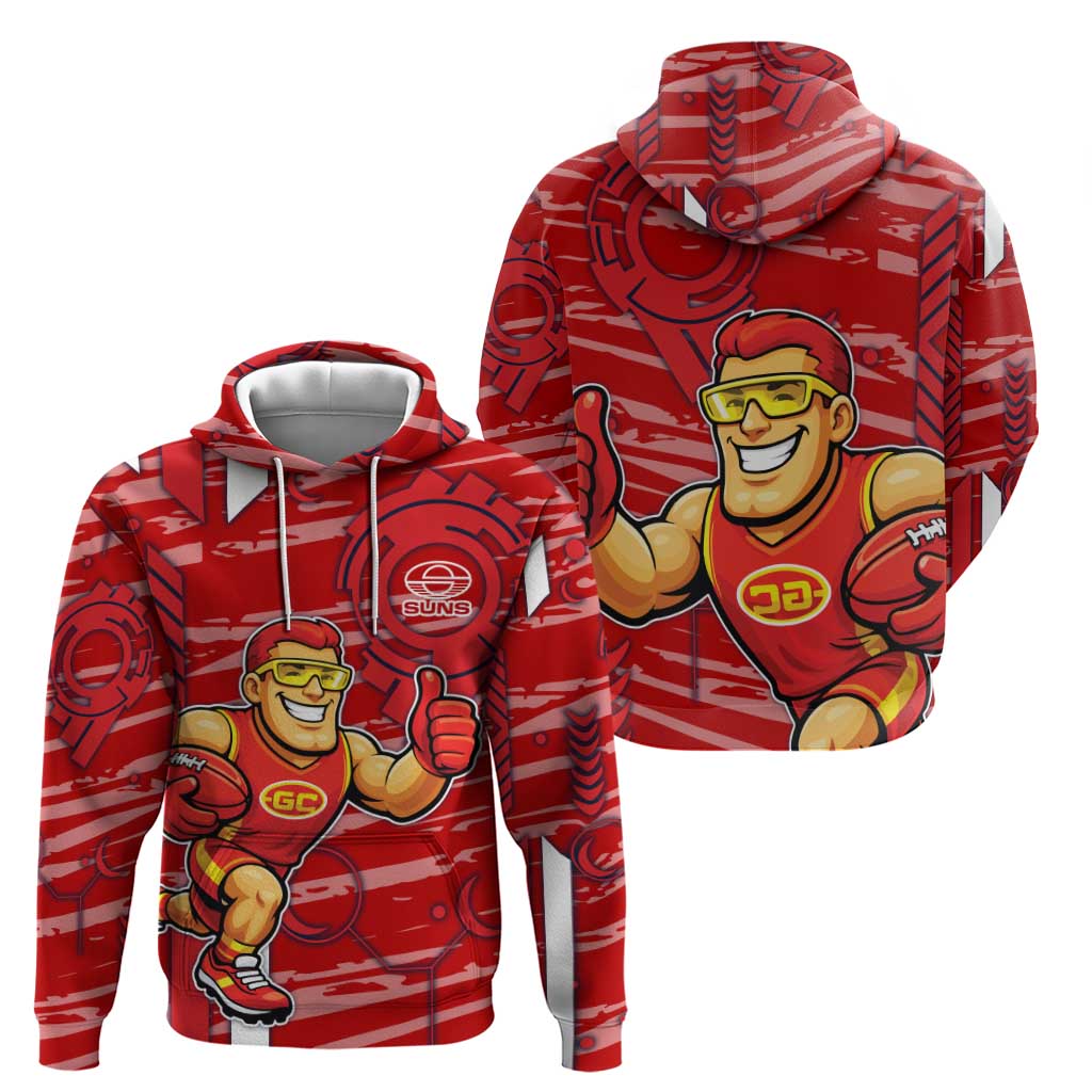 Gold Coast Suns Hoodie Mascot Cartoon Football Illustration Style