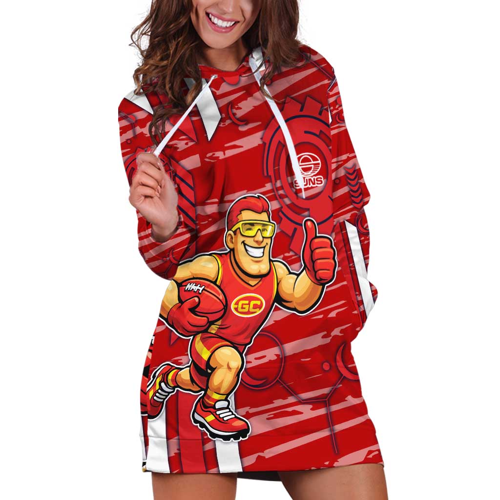 Gold Coast Suns Hoodie Dress Mascot Cartoon Football Illustration Style