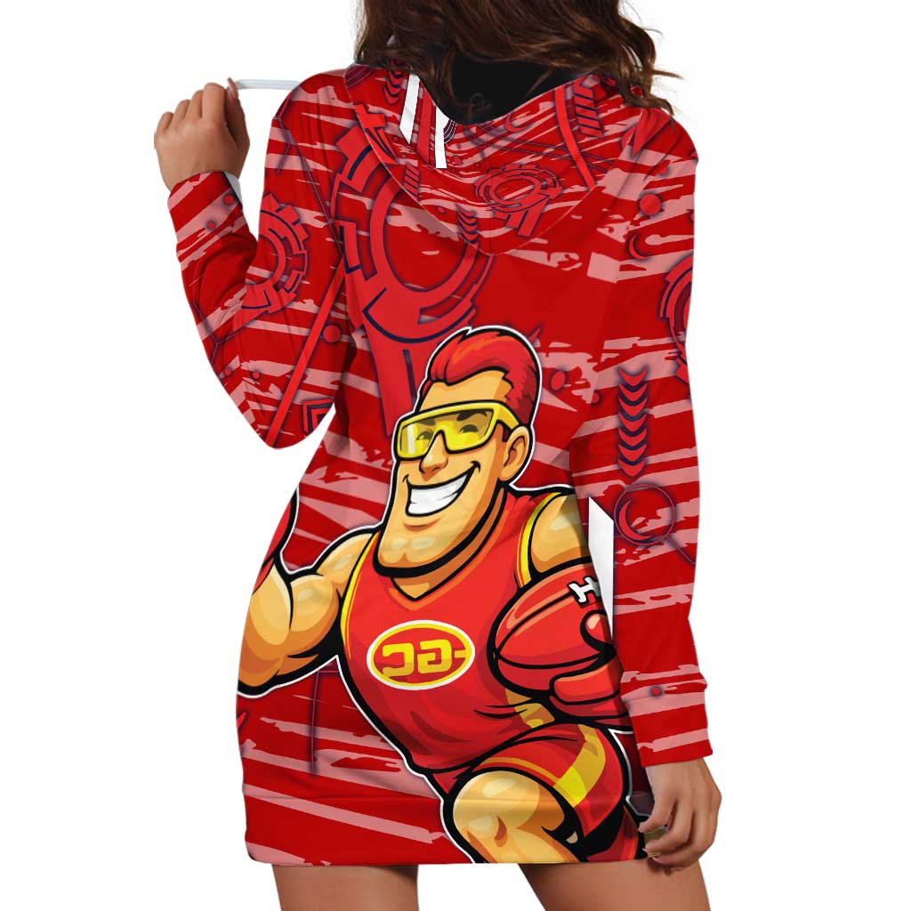 Gold Coast Suns Hoodie Dress Mascot Cartoon Football Illustration Style
