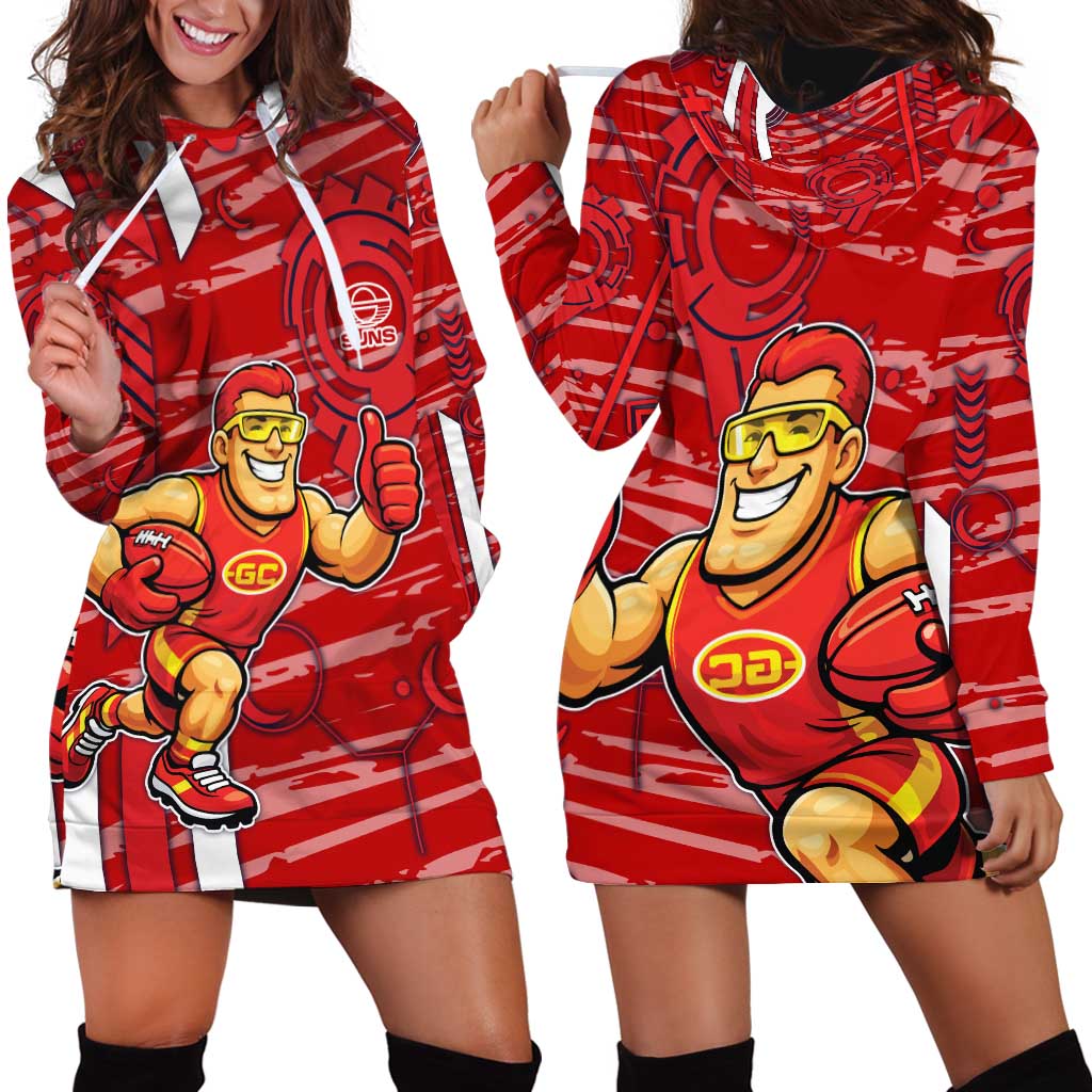 Gold Coast Suns Hoodie Dress Mascot Cartoon Football Illustration Style
