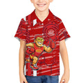 Gold Coast Suns Kid Hawaiian Shirt Mascot Cartoon Football Illustration Style