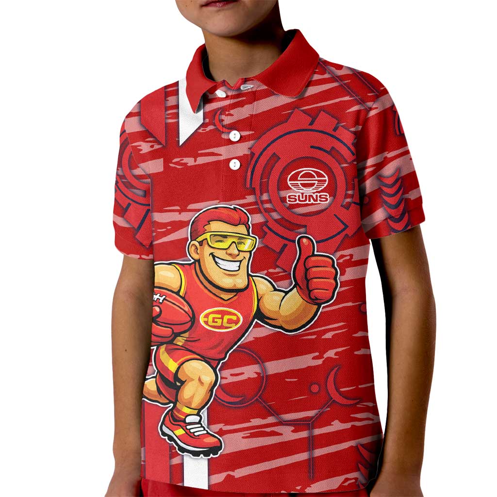 Gold Coast Suns Kid Polo Shirt Mascot Cartoon Football Illustration Style