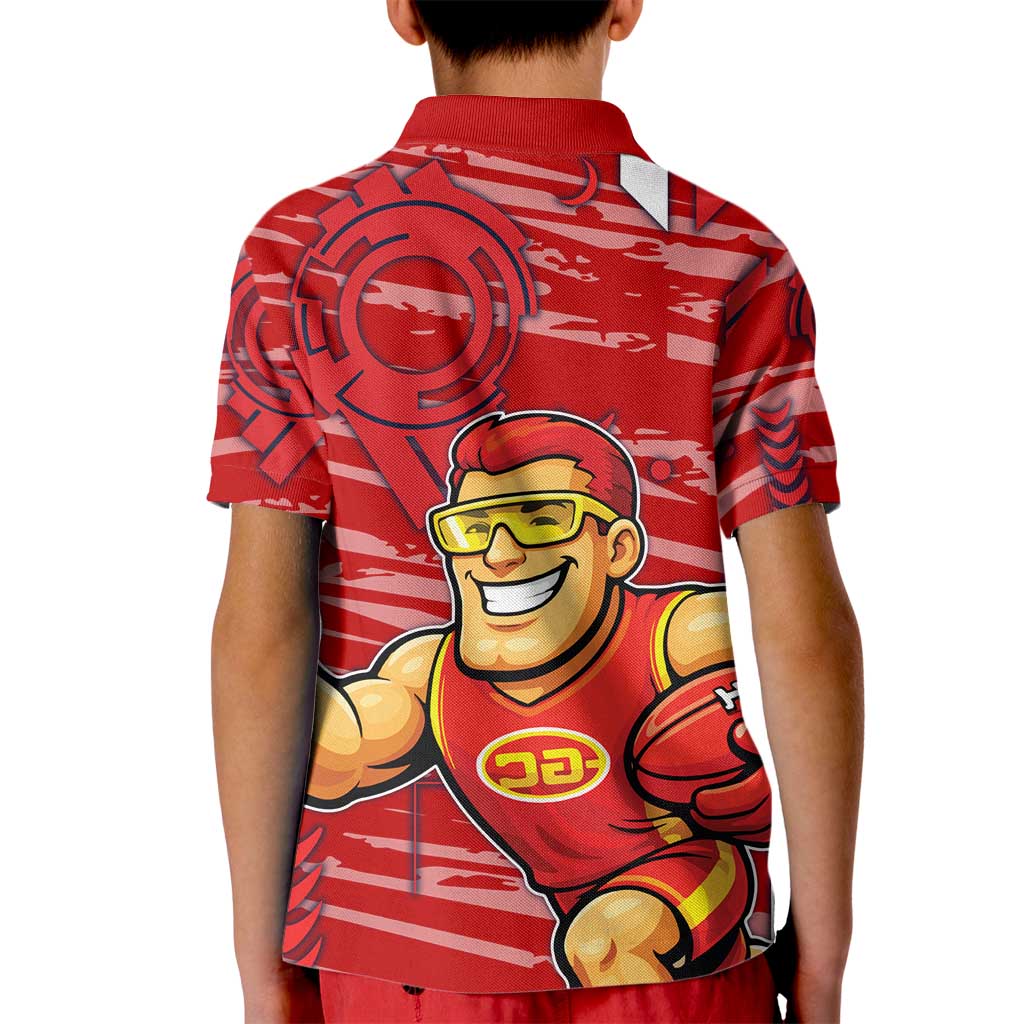 Gold Coast Suns Kid Polo Shirt Mascot Cartoon Football Illustration Style