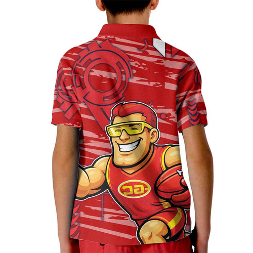 Gold Coast Suns Kid Polo Shirt Mascot Cartoon Football Illustration Style