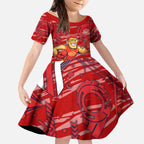 Gold Coast Suns Kid Short Sleeve Dress Mascot Cartoon Football Illustration Style
