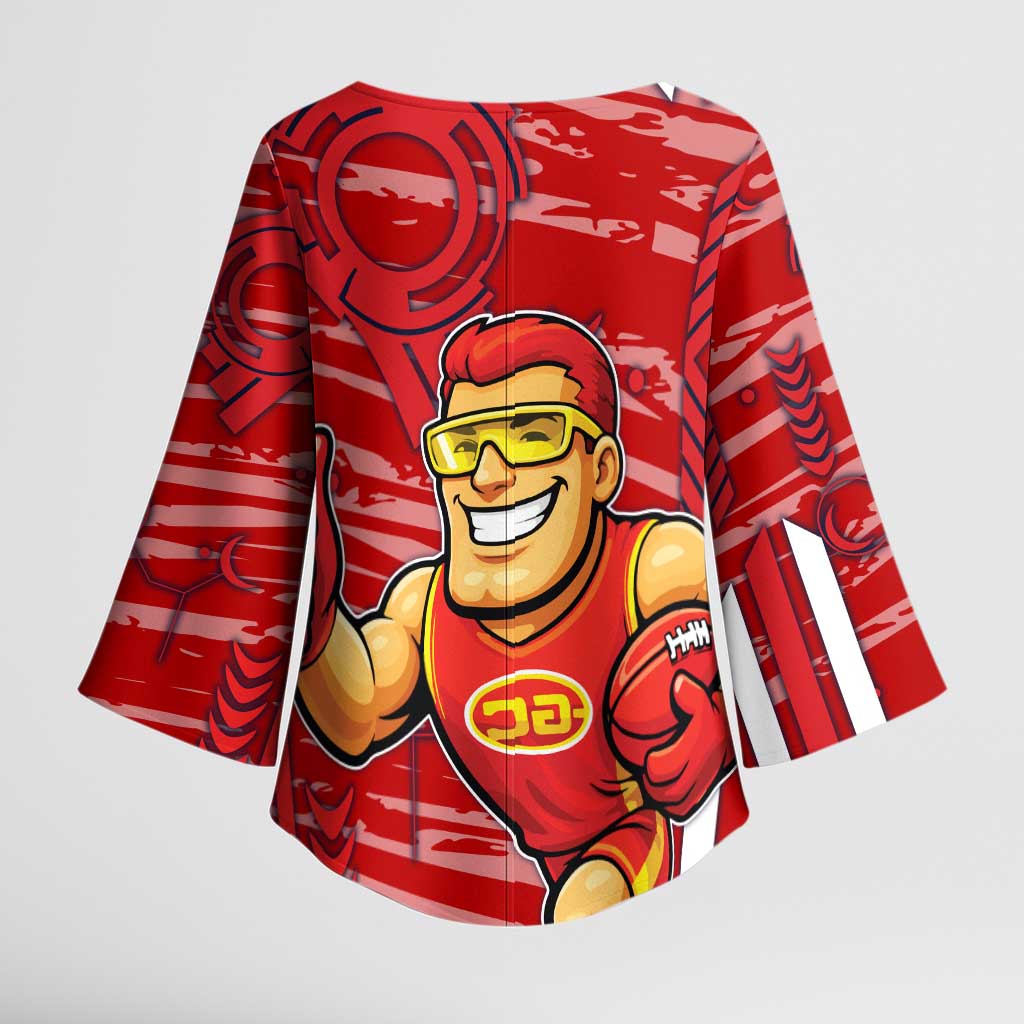 Gold Coast Suns Kimono Sleeve Blouse Mascot Cartoon Football Illustration Style