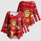 Gold Coast Suns Kimono Sleeve Blouse Mascot Cartoon Football Illustration Style