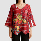 Gold Coast Suns Kimono Sleeve Blouse Mascot Cartoon Football Illustration Style