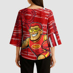 Gold Coast Suns Kimono Sleeve Blouse Mascot Cartoon Football Illustration Style