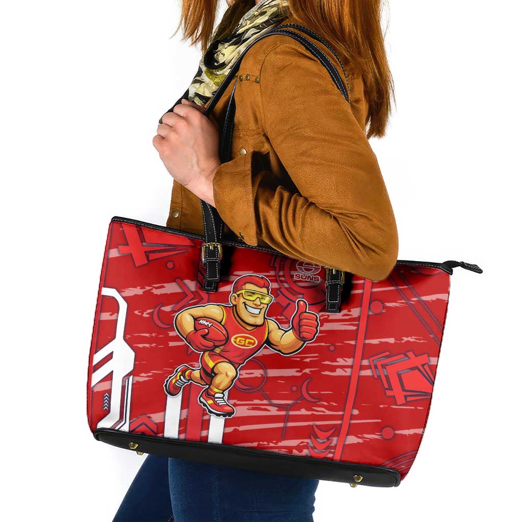Gold Coast Suns Leather Tote Bag Mascot Cartoon Football Illustration Style