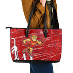 Gold Coast Suns Leather Tote Bag Mascot Cartoon Football Illustration Style