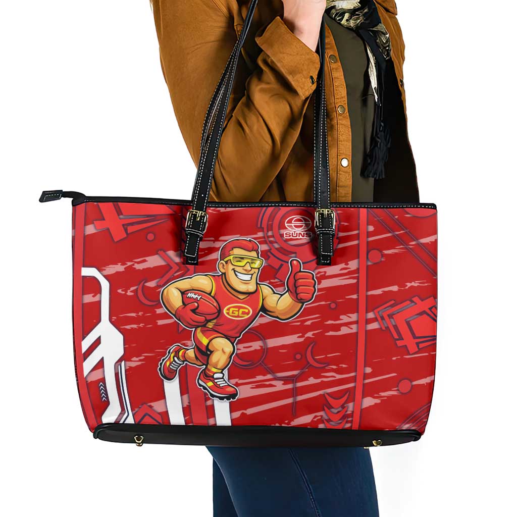 Gold Coast Suns Leather Tote Bag Mascot Cartoon Football Illustration Style