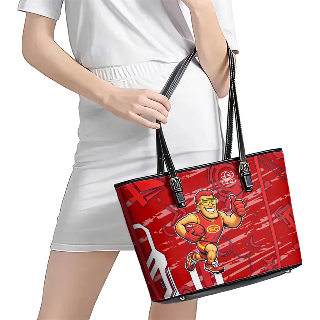 Gold Coast Suns Leather Tote Bag Mascot Cartoon Football Illustration Style