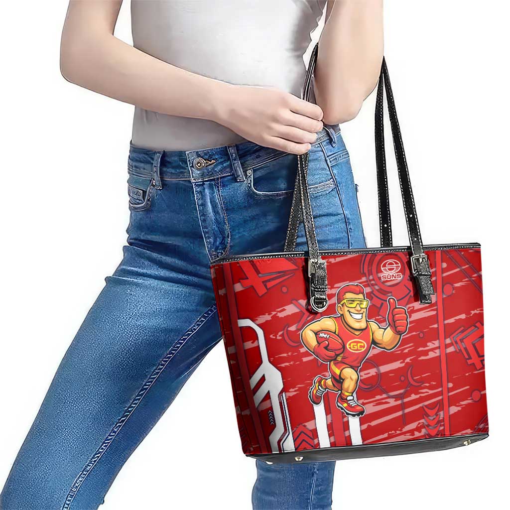 Gold Coast Suns Leather Tote Bag Mascot Cartoon Football Illustration Style