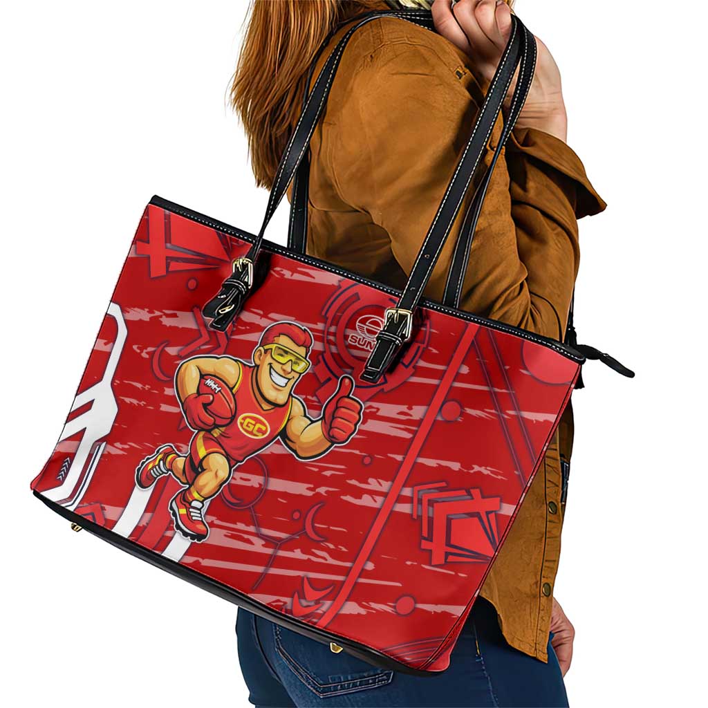 Gold Coast Suns Leather Tote Bag Mascot Cartoon Football Illustration Style