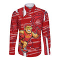 Gold Coast Suns Long Sleeve Button Shirt Mascot Cartoon Football Illustration Style
