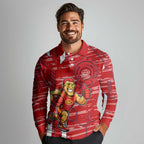 Gold Coast Suns Long Sleeve Polo Shirt Mascot Cartoon Football Illustration Style