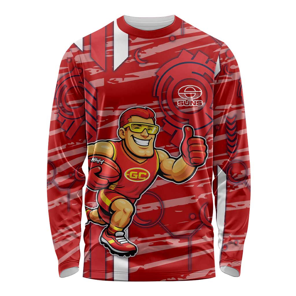 Gold Coast Suns Long Sleeve Shirt Mascot Cartoon Football Illustration Style