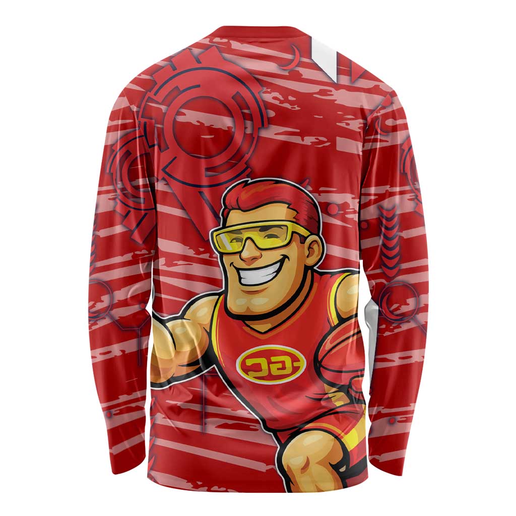Gold Coast Suns Long Sleeve Shirt Mascot Cartoon Football Illustration Style