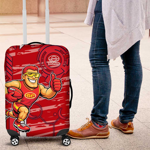 Gold Coast Suns Luggage Cover Mascot Cartoon Football Illustration Style