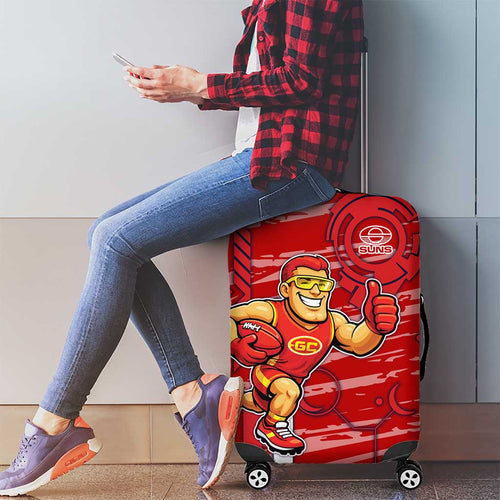 Gold Coast Suns Luggage Cover Mascot Cartoon Football Illustration Style