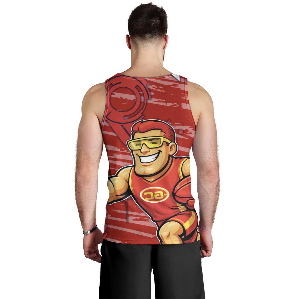 Gold Coast Suns Men Tank Top Mascot Cartoon Football Illustration Style