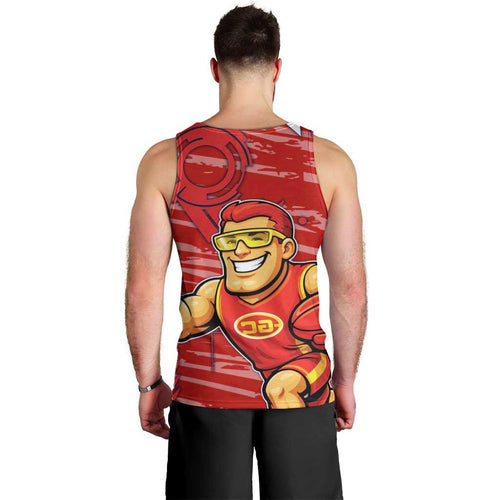 Gold Coast Suns Men Tank Top Mascot Cartoon Football Illustration Style
