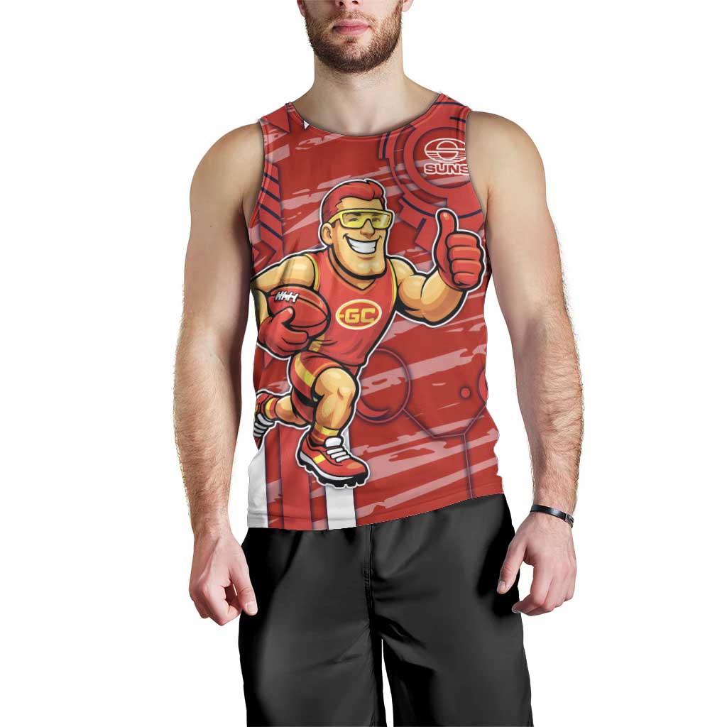 Gold Coast Suns Men Tank Top Mascot Cartoon Football Illustration Style
