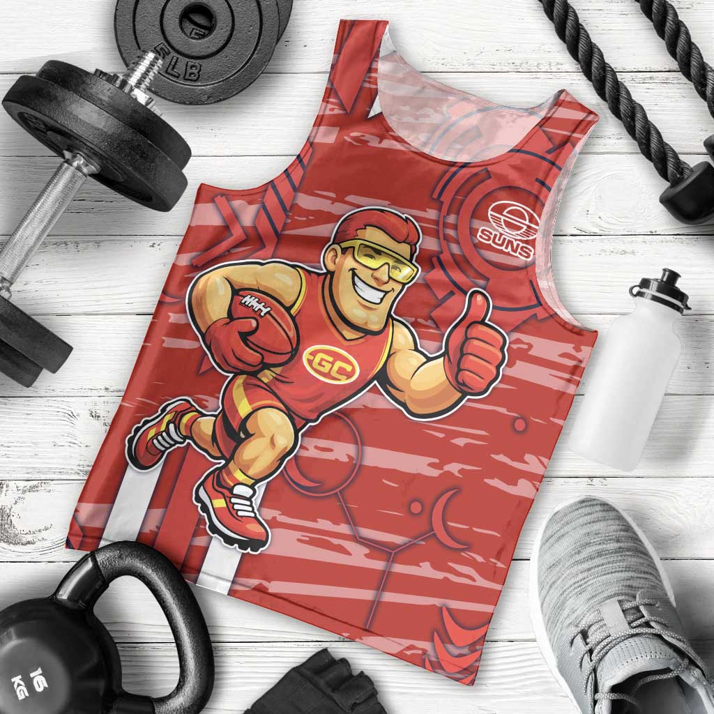 Gold Coast Suns Men Tank Top Mascot Cartoon Football Illustration Style