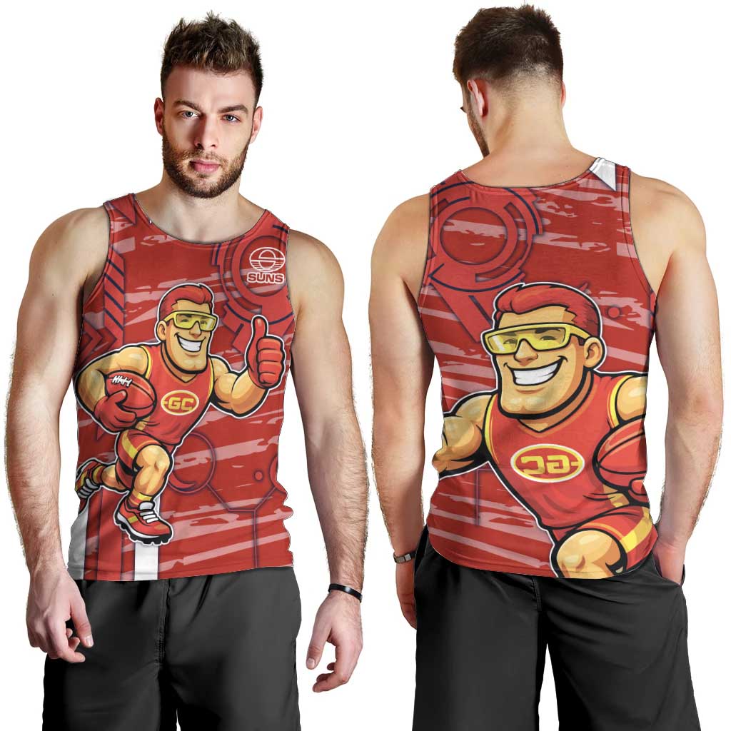 Gold Coast Suns Men Tank Top Mascot Cartoon Football Illustration Style