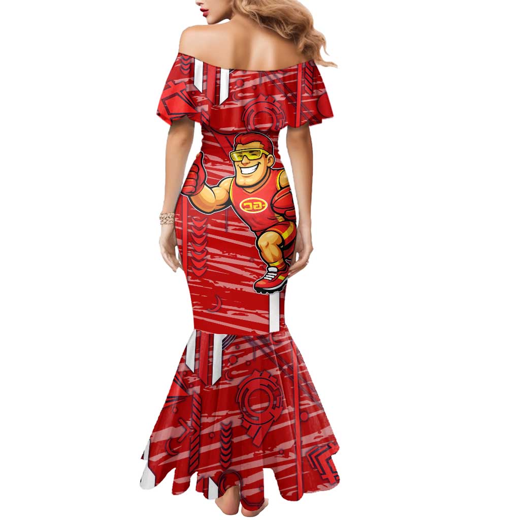 Gold Coast Suns Mermaid Dress Mascot Cartoon Football Illustration Style