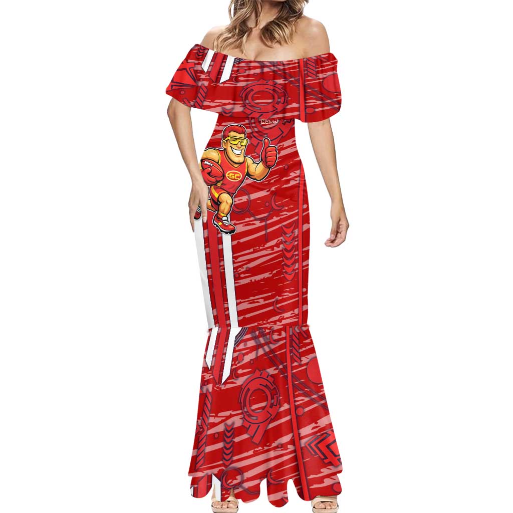 Gold Coast Suns Mermaid Dress Mascot Cartoon Football Illustration Style