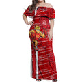 Gold Coast Suns Off Shoulder Maxi Dress Mascot Cartoon Football Illustration Style