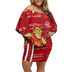 Gold Coast Suns Off Shoulder Short Dress Mascot Cartoon Football Illustration Style