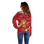 Gold Coast Suns Off Shoulder Sweater Mascot Cartoon Football Illustration Style