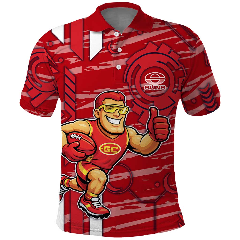 Gold Coast Suns Polo Shirt Mascot Cartoon Football Illustration Style