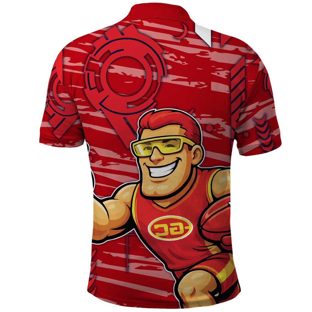 Gold Coast Suns Polo Shirt Mascot Cartoon Football Illustration Style