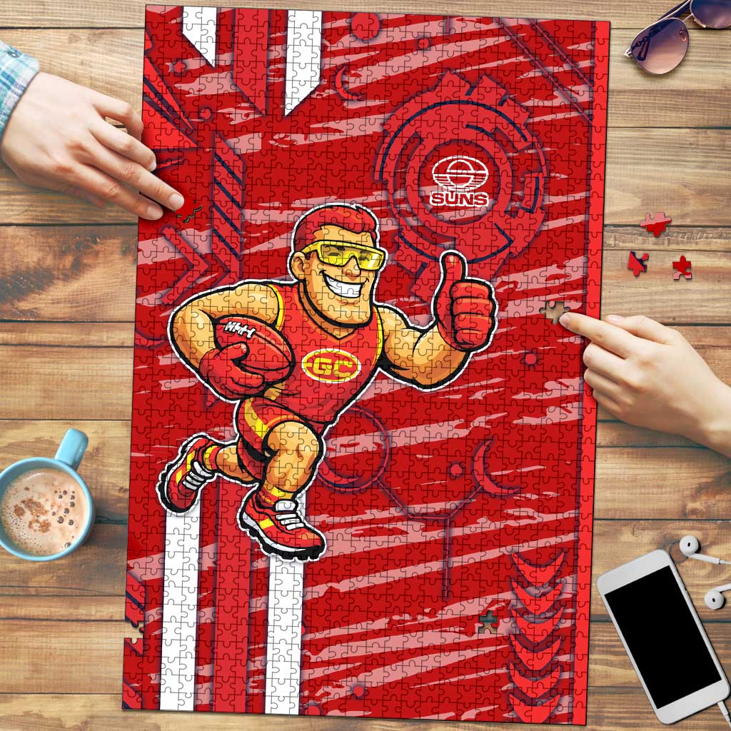 Gold Coast Suns Puzzle Mascot Cartoon Football Illustration Style