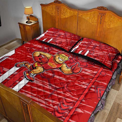 Gold Coast Suns Quilt Bed Set Mascot Cartoon Football Illustration Style