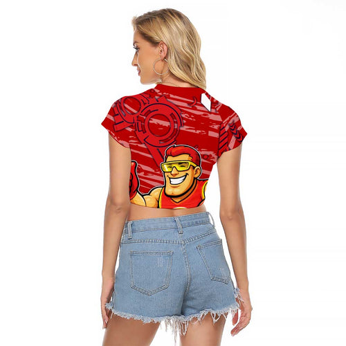 Gold Coast Suns Raglan Cropped T Shirt Mascot Cartoon Football Illustration Style