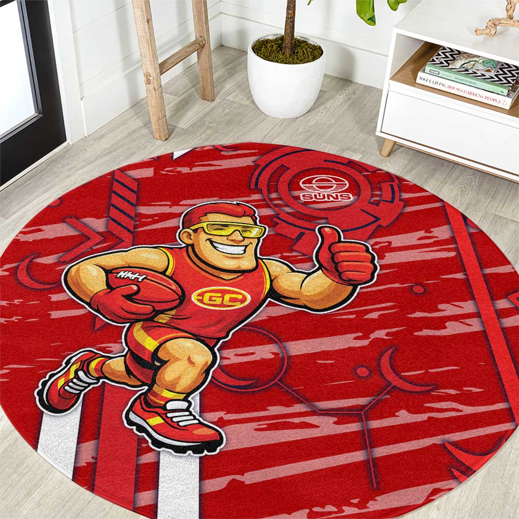 Gold Coast Suns Round Carpet Mascot Cartoon Football Illustration Style