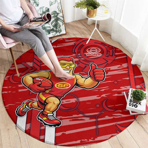 Gold Coast Suns Round Carpet Mascot Cartoon Football Illustration Style