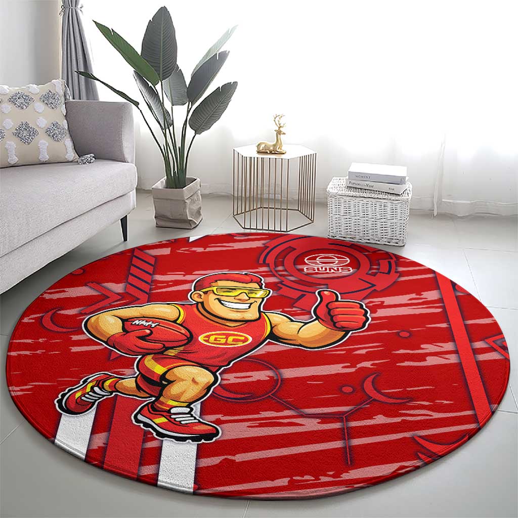 Gold Coast Suns Round Carpet Mascot Cartoon Football Illustration Style