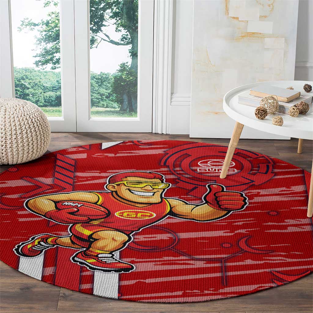 Gold Coast Suns Round Carpet Mascot Cartoon Football Illustration Style