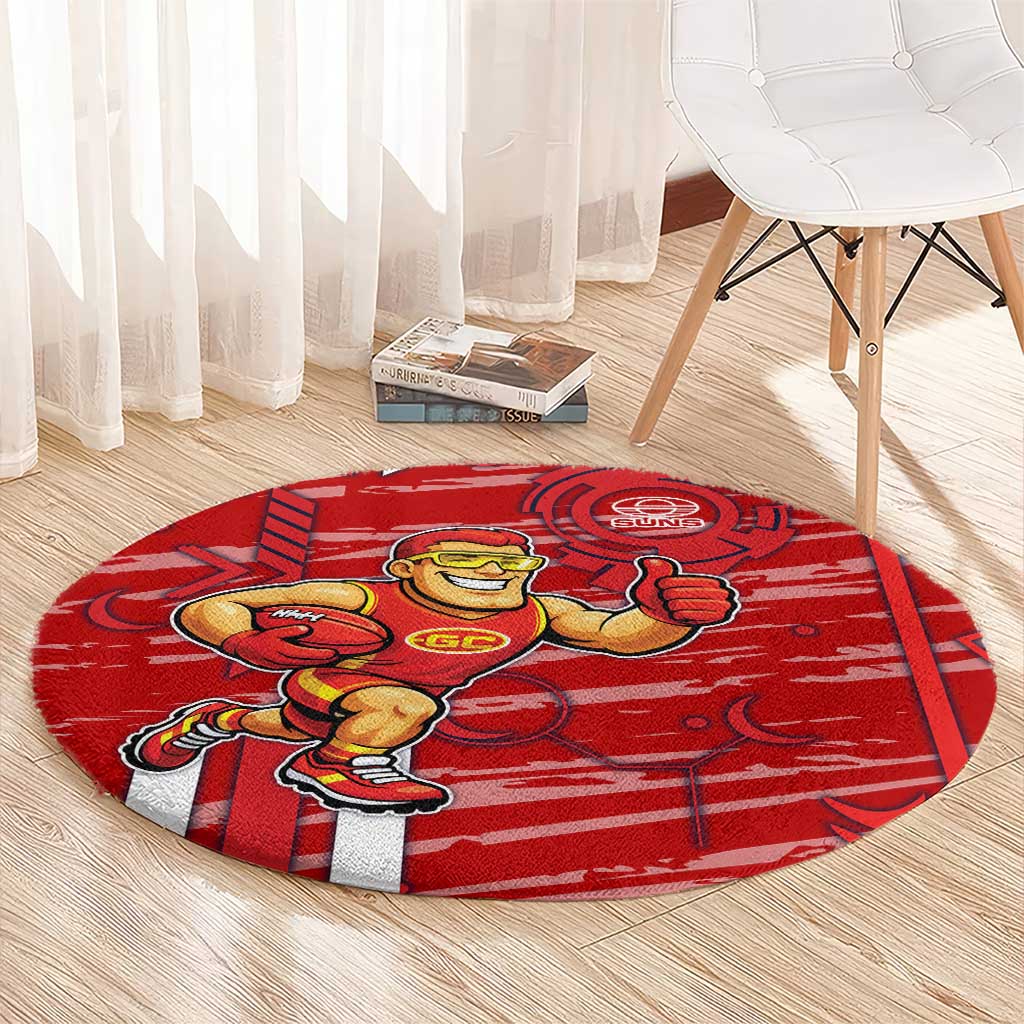 Gold Coast Suns Round Carpet Mascot Cartoon Football Illustration Style