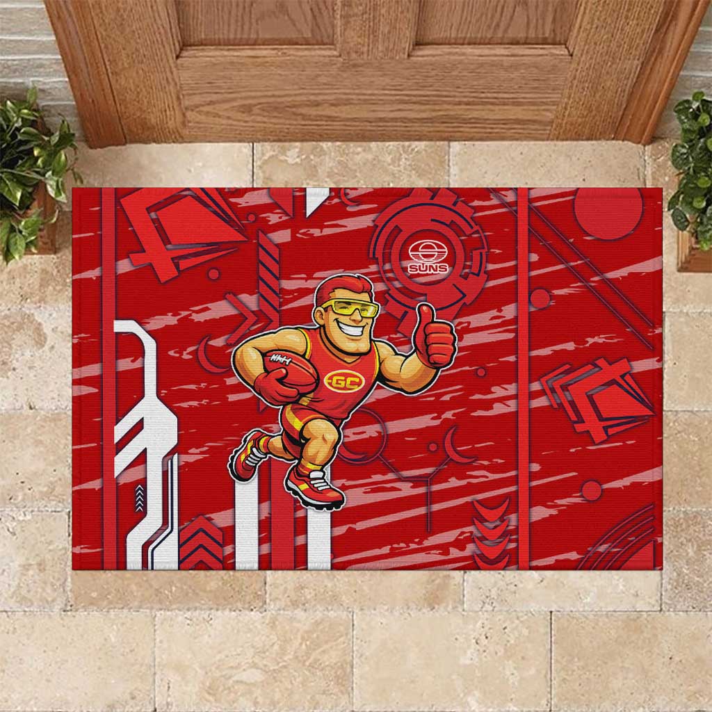 Gold Coast Suns Rubber Doormat Mascot Cartoon Football Illustration Style
